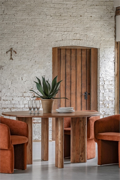 Круглый обеденный стол из древесины акации 1312893001