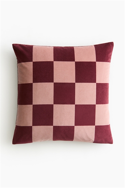 Бархатный чехол для подушки в клетку 1271033001