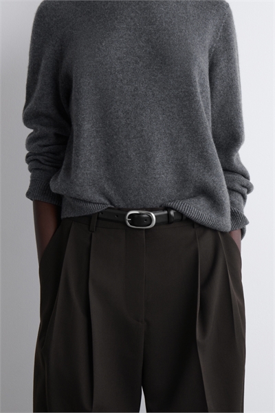 Кожаный ремень с овальной пряжкой 1283418002