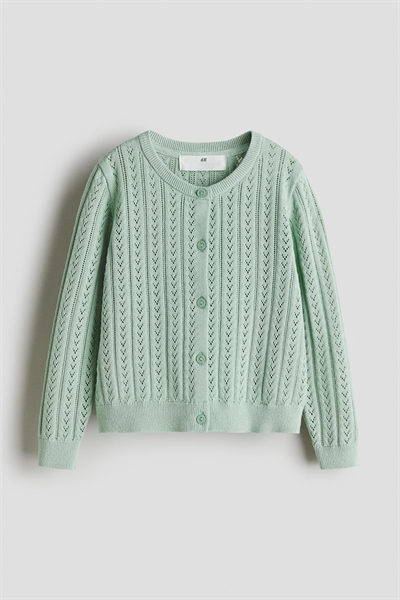 Кардиган из хлопка с пуантельевой вязкой 1273021006