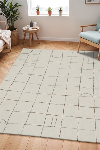 Современный ковер с высоким ворсом в стиле сканди 1305179002