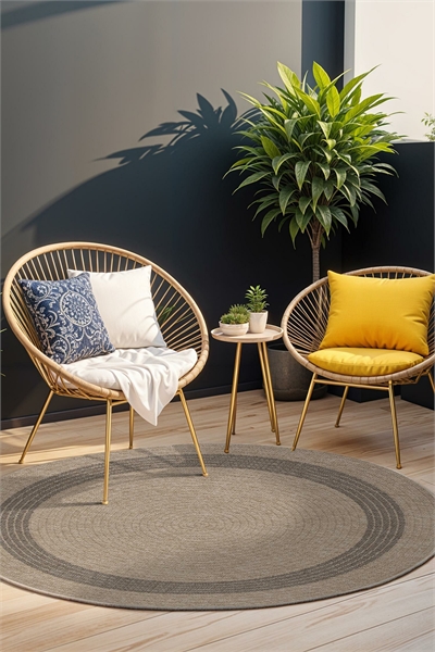 Круглый ковер с джутовым рисунком для входа и выхода в коттедж 1305209001