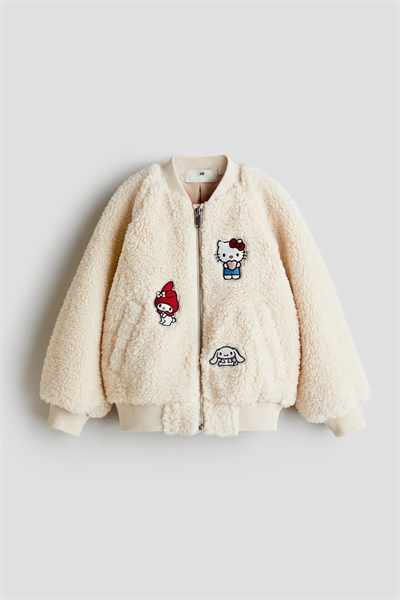Куртка-бомбер из тедди с аппликацией 1236921004