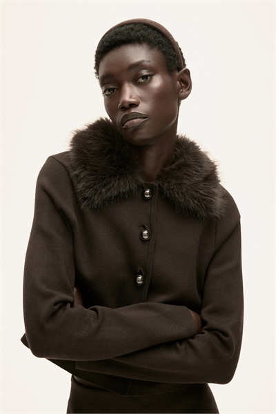 Кардиган с воротником из тонкой вязки 1308375001