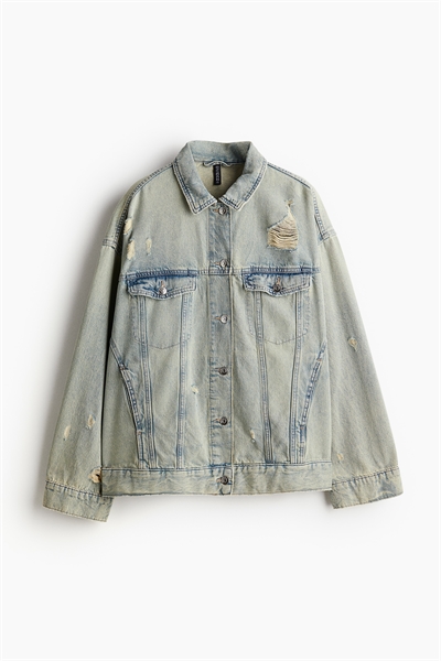 Джинсовая куртка оверсайз с потертым видом 1246416001