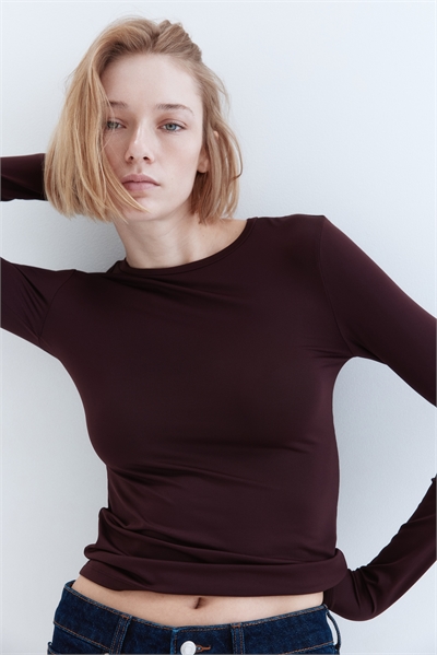 Топ из микрофибры с длинными рукавами 1191700036