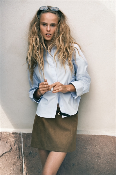 Драпированная хлопковая рубашка 1298684002