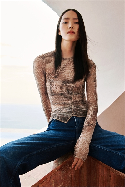 Топ из драпированной сетки 1290853001