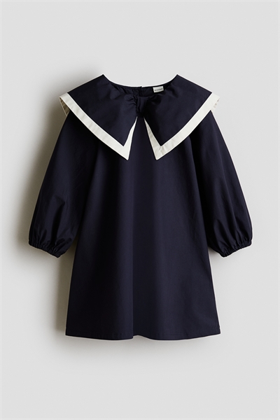 Хлопковое платье с воротником-бантом 1256162002