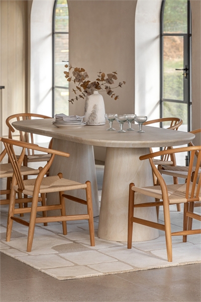 Обеденный стол с отделкой из травертина - большой 1312879001