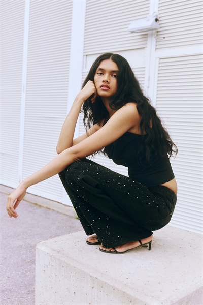 Широкие высокие джинсы 1295705002