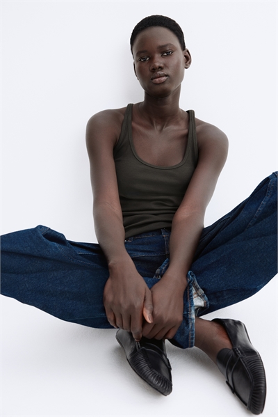 Майка из трикотажа в рубчик 1294171003