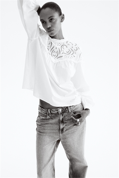 Блузка с деталями из бродери англез 1304736001