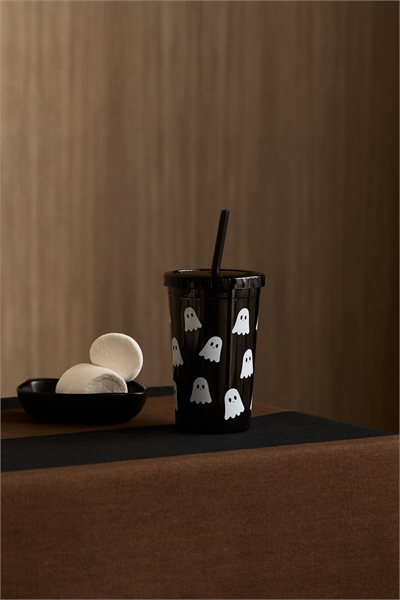 Пластиковая кружка с рисунком и соломинкой 1206087015