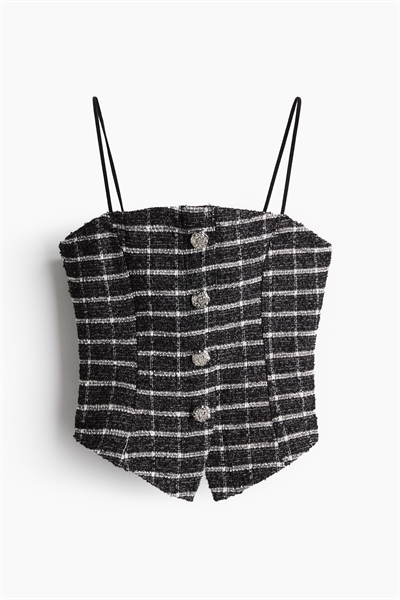 Блестящий топ на бретельках с пуговицами спереди 1263576001