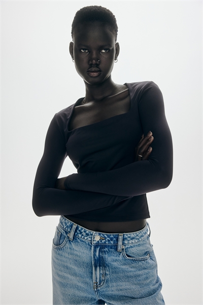 Топ из микрофибры с длинными рукавами 1300927001