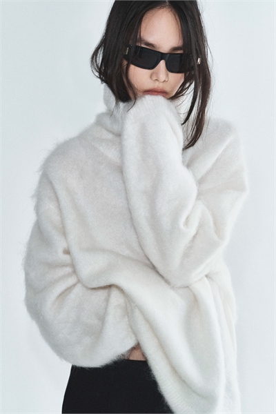 Джемпер из мохеровой смеси с высоким воротником 1299540002