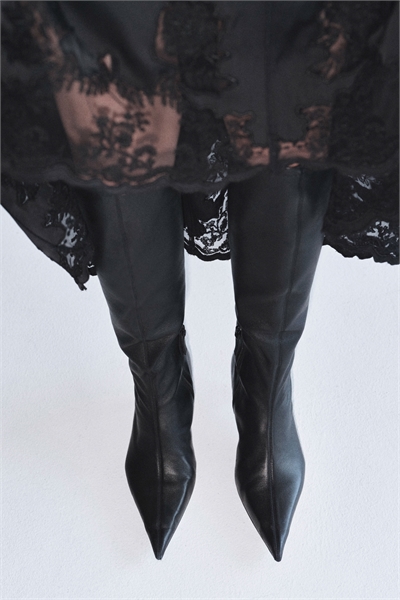 Кожаные сапоги-носки на каблуке 1301663001