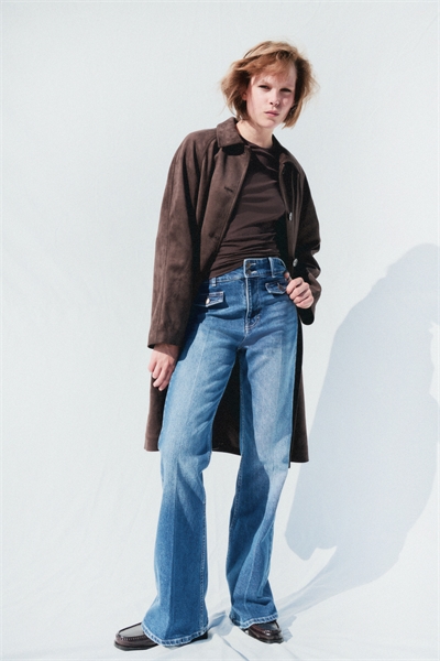 Расклешенные высокие джинсы 1295577005