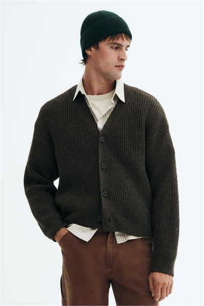 Свободный вязаный кардиган в рубчик 1296599001