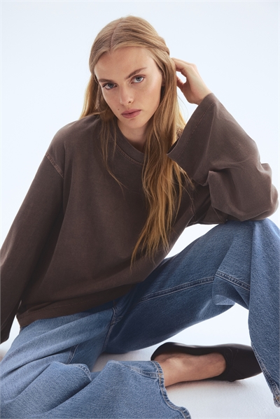 Топ из хлопка с потертым видом 1321492002