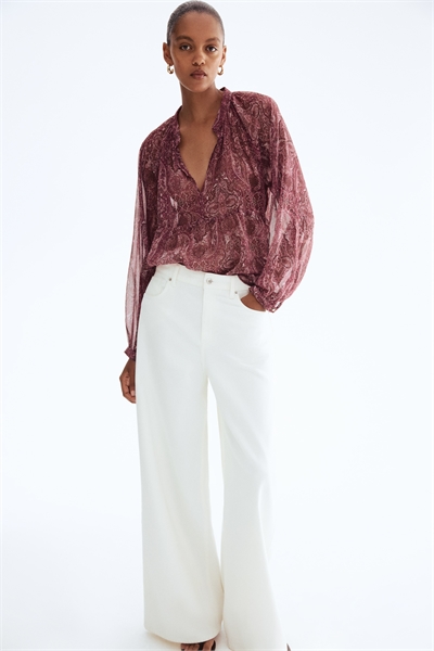 Узорчатая шифоновая блузка 1302510001