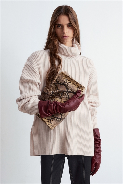 Джемпер с водолазкой из шерстяного трикотажа 1258706001