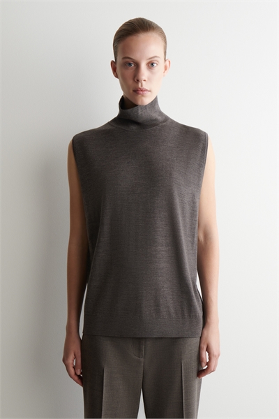 Жилет с вырезом горловины из мериносовой шерсти 1291644001