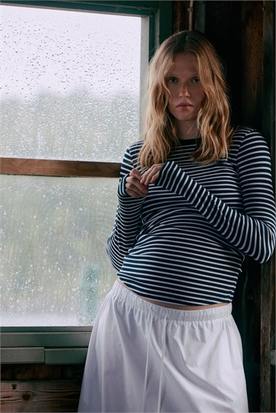 Топ из ребристого джерси MAMA 1194188018