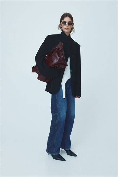 Двухцветные джинсы с широкими штанинами 1302485001