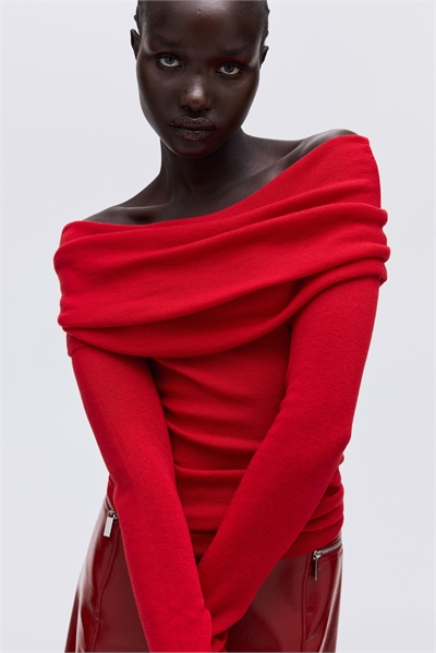 Джемпер с отворотом на плечо 1303065002