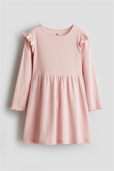Платье с оборкой из ребристого трикотажа 1307285002
