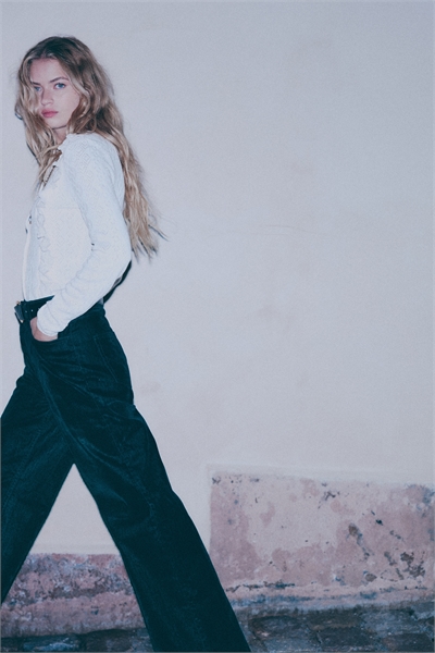 Широкие ультравысокие джинсы с флокированным рисунком 1297705001