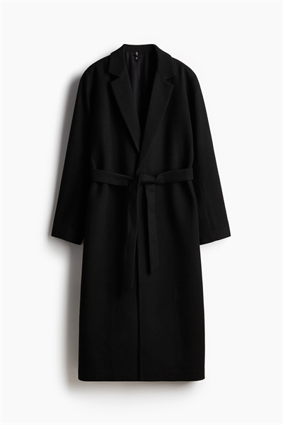 Пальто с матовой отделкой и завязывающимся поясом 1228998001