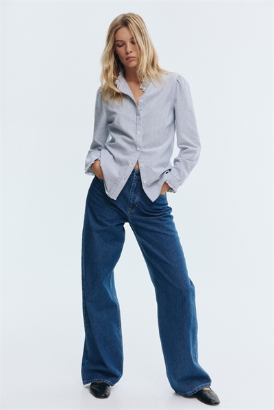 Блузка из оксфорда с отделкой жабо 1185135011