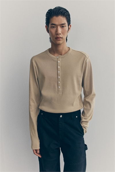 Ребристый хлопковый топ Henley 1304712001