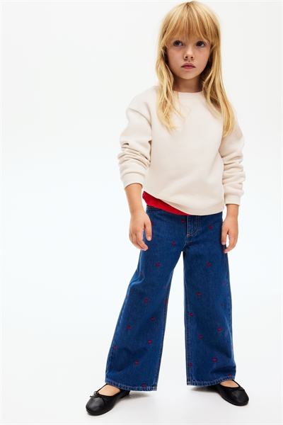 Джинсы с широкими штанинами с узором из мелких деталей 1301231011