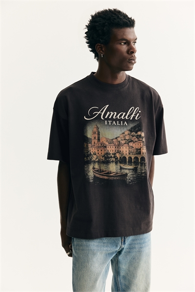 Футболка с принтом Oversized Fit артикул 1269057024