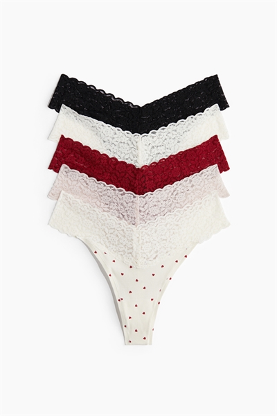 Кружевные трусы стринги в упаковке из 5 штук 1075646048