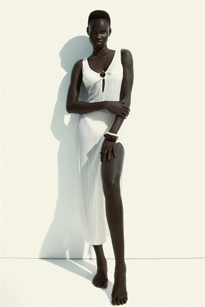 Пляжное платье из трикотажа в рубчик 1271310005