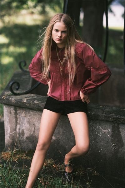 Блузка из хлопка с пинтами 1303788004