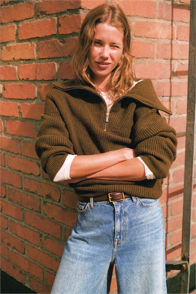 Джемпер на молнии с ребристой вязкой 1310592002