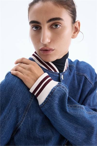 Джинсовая куртка-бомбер 1315397001