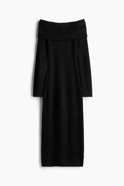 Платье из тонкого трикотажа с отворотом на плечо 1232574001