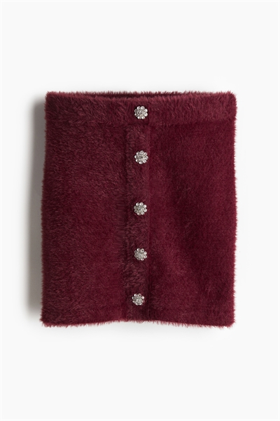 Мини-юбка с пуговицами из пушистого трикотажа с бижутерией 1265876001