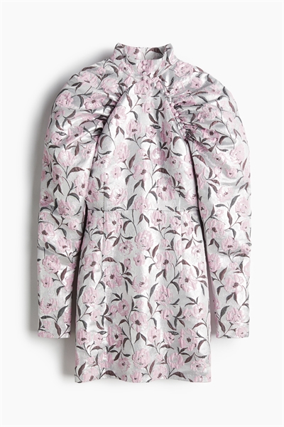 Парчовое мини-платье с рукавами реглан 1264534001