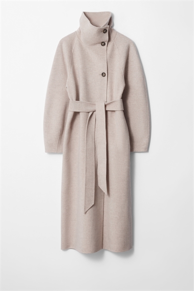 Шерстяное пальто с воронкообразным воротником 1237975003