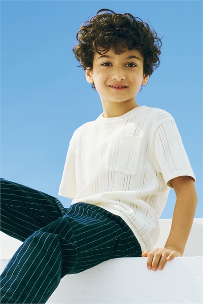 Футболка из хлопка с пуантельевым рисунком 1280517001