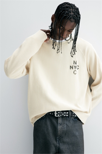 Топ с длинными рукавами из вафли Regular Fit 1299953002