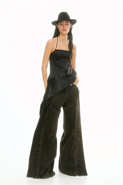 Асимметричный атласный топ с завязками 1295455001